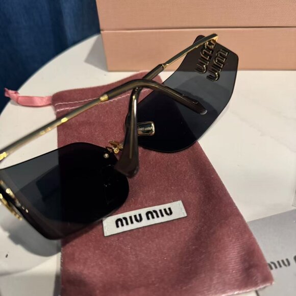Miu Miu Black Shield Sunnies Gold Accent Trendy It Girl Style main image 6